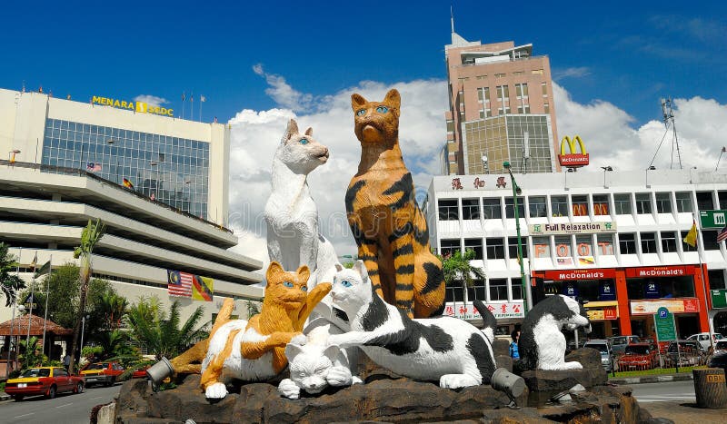 Cat Statue, Kuching, Sarawak, Malaysia Redaktionelles Stockfotografie
