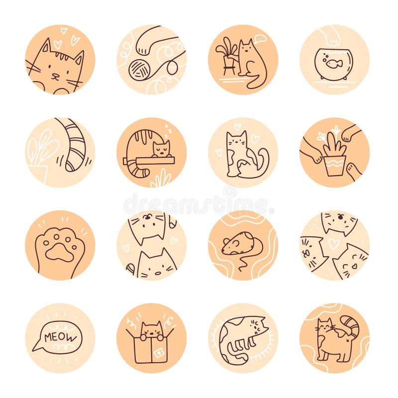 Free Vector  Cute cat story highlights icon for social media vector