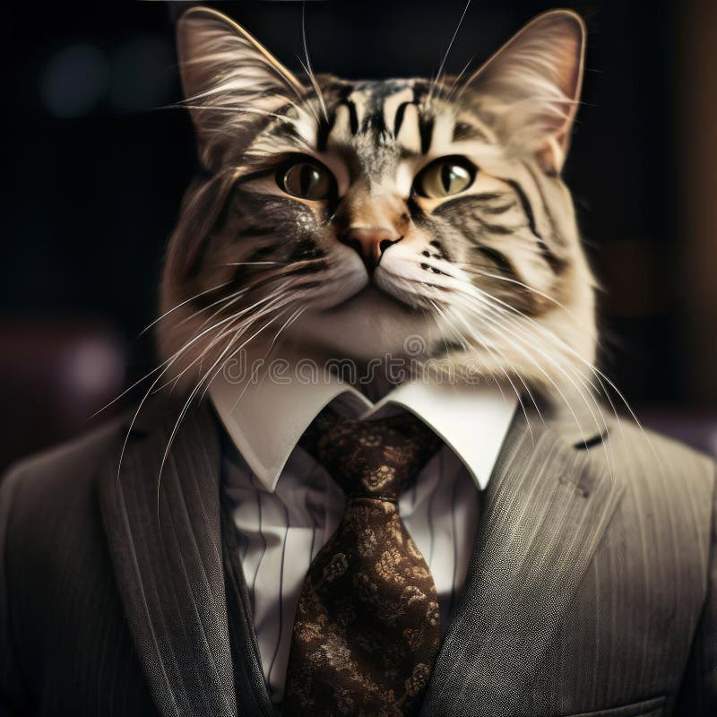 Cat in suit and tie stock image. Image of director, feline 299942651