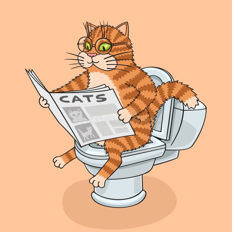 The cat in the toilet. stock vector. Illustration of