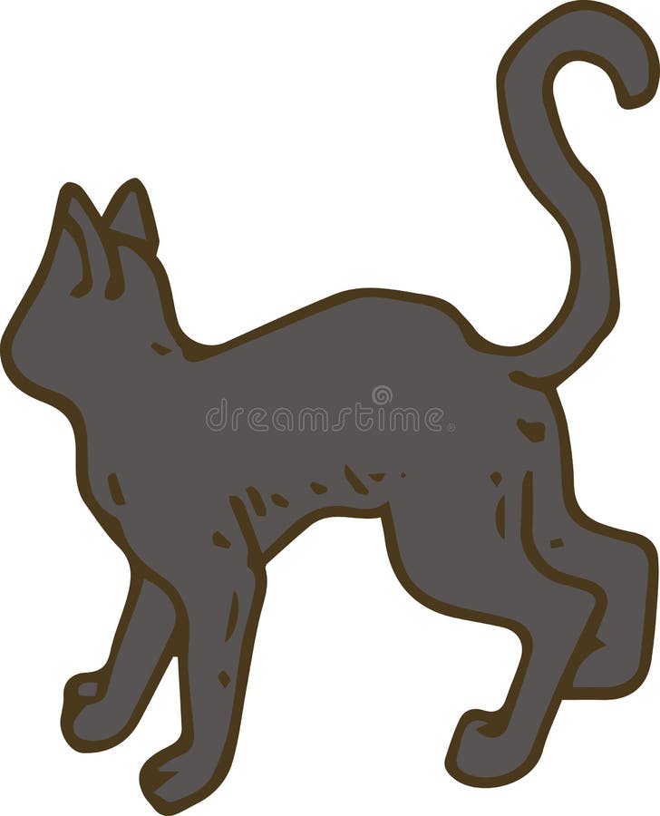 Cat Turned His Back noire illustration de vecteur. Illustration du