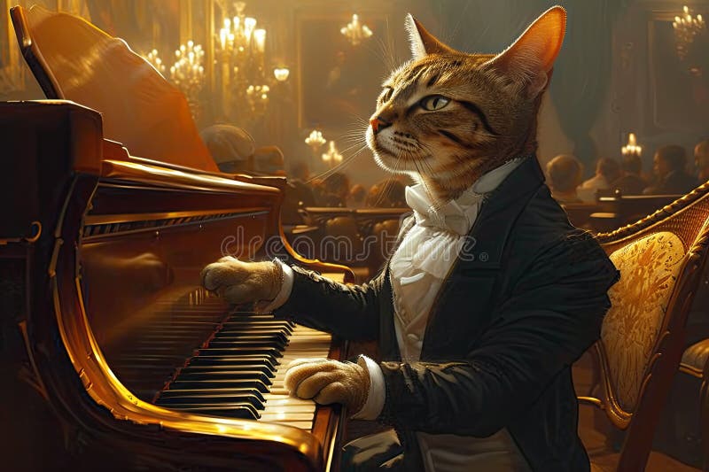 フランス製 トレー cat lady smoking playing piano Cat Playing the