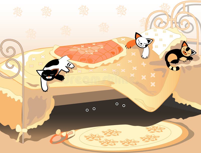 Cat Under Bed Stock Illustrations 332 Cat Under Bed Stock