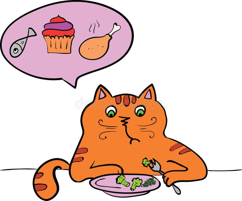 The cat is a vegetarian. stock vector. Illustration of cute 77556351