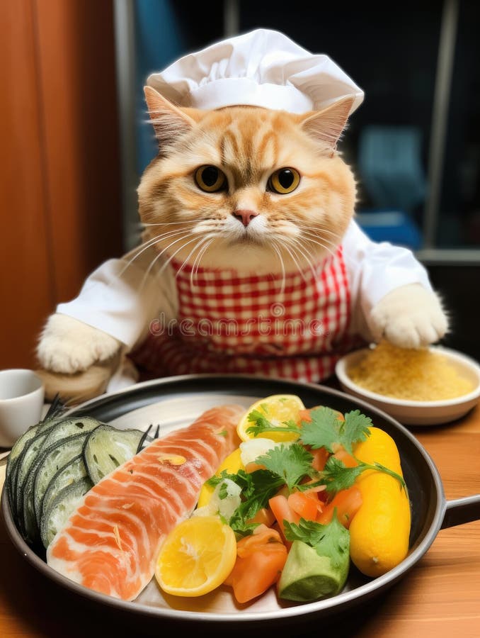 funny cat in a chef hat cooking food in the kitchen Generative AI 22081114  Stock Photo at Vecteezy