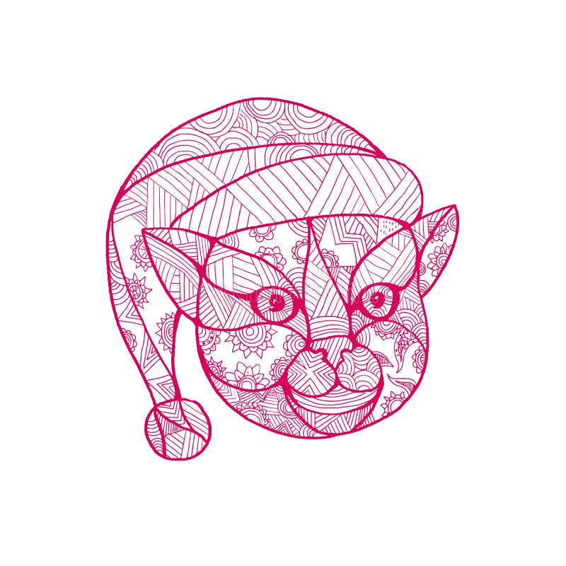 Cat Wearing Santa Hat Mandala royalty free illustration Cat Wearing Santa Hat Mandala royalty free illustration