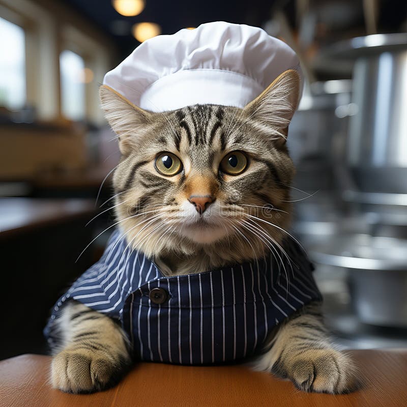 funny cat in a chef hat cooking food in the kitchen Generative AI 22081114  Stock Photo at Vecteezy