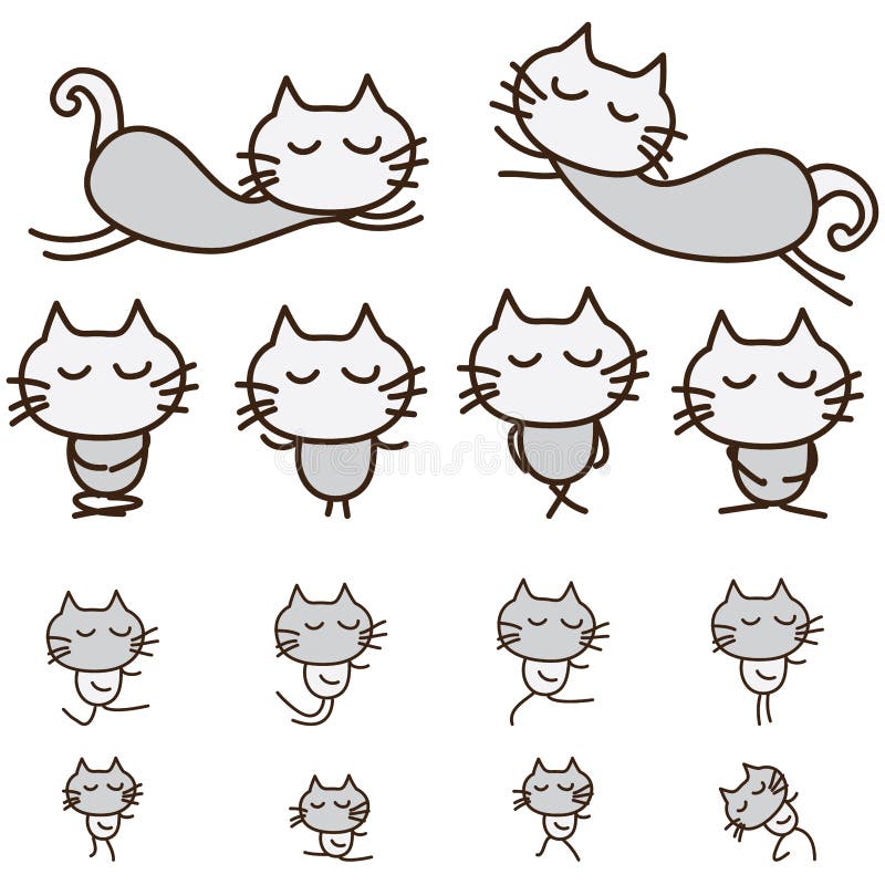 Cat zen set stock vector. Illustration of clip, graphic 76613605