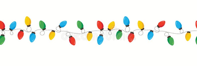 Catadiottri vettoriali festivi natalizi natalizi di nuovo anno, luci intercorse interconnesse, luci orizzontali isolate bordo illustrazione di stock Catadiottri vettoriali festivi natalizi natalizi di nuovo anno, luci intercorse interconnesse, luci orizzontali isolate bordo illustrazione di stock