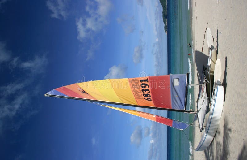 Catamaran sail on the beach