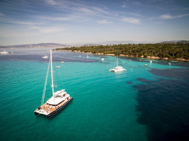 Catamaran Sailing in Turquoise Water in South of France Stock Image ...