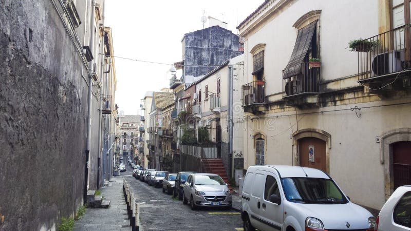 Catania street scene stock photo. Image of apartments - 10345046