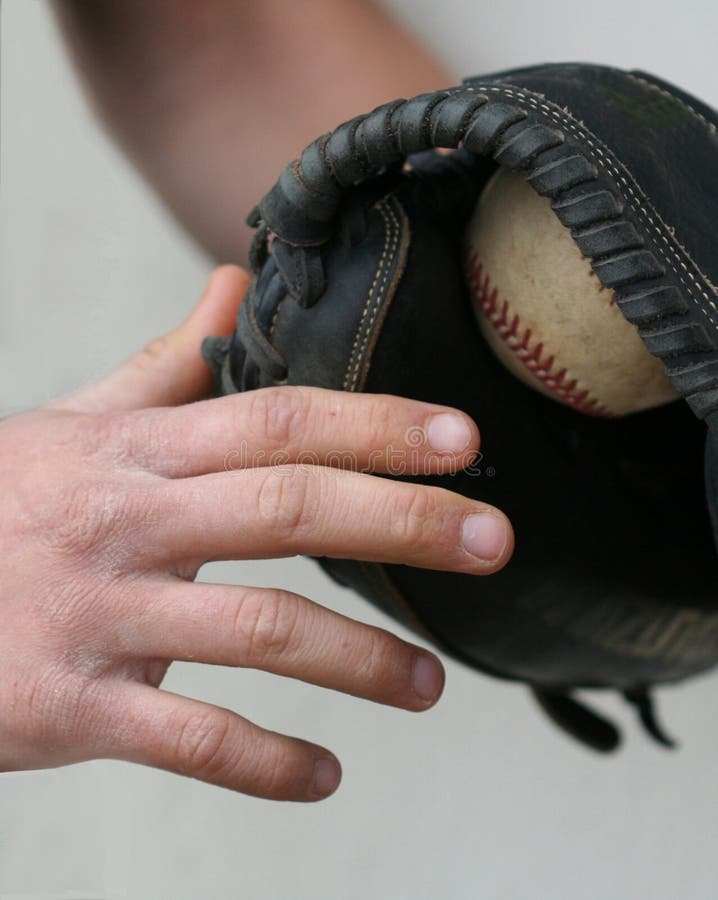 Catcher hands stock image. Image of stitching, hands, teenager 4014743
