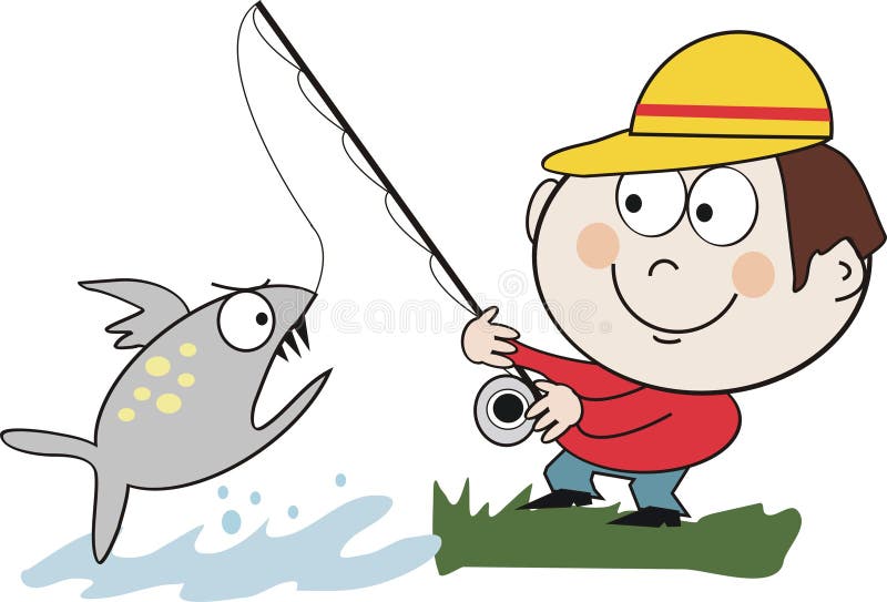 Catching fish cartoon stock illustration. Illustration of fish - 16215578