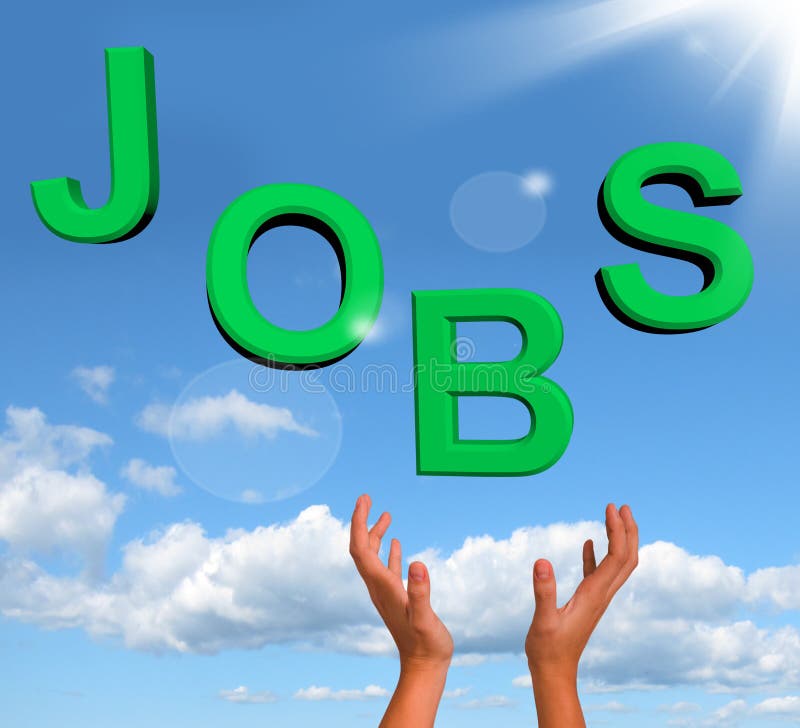 Catching Jobs Word Showing Work And Careers stock images
