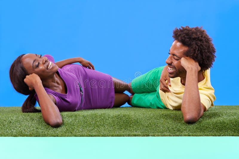 Catching Up and Chilling Together. a Young African Couple Lying on the