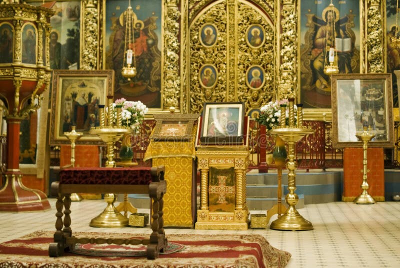 Internal interiors of Trinity Cathedral in Pskov Kremlin. Internal interiors of Trinity Cathedral in Pskov Kremlin