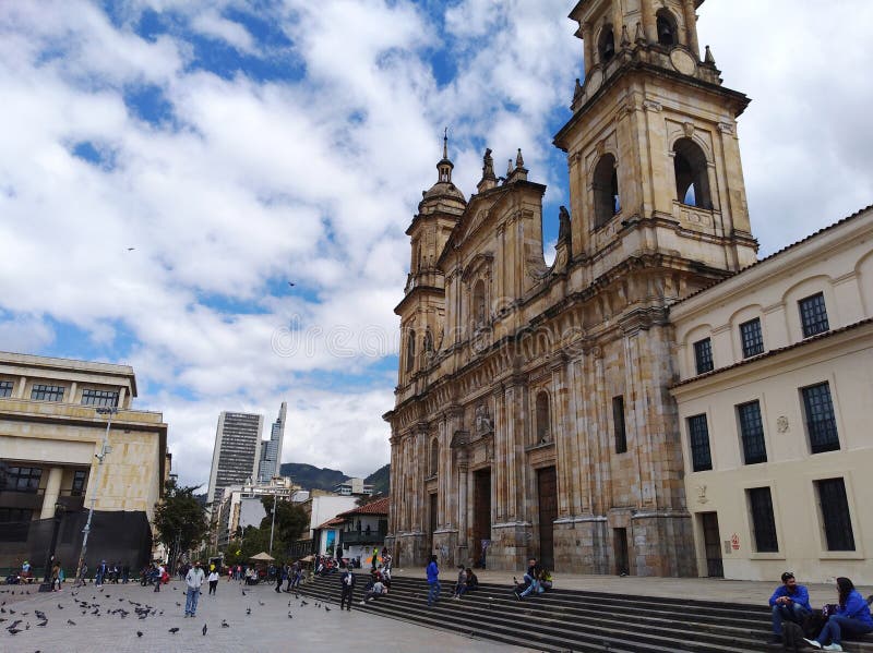 Bolivar Simon Square and the Cathedral in Bogota, Colombia. Photo take on 18/12/2020. Bolivar Simon Square and the Cathedral in Bogota, Colombia. Photo take on 18/12/2020