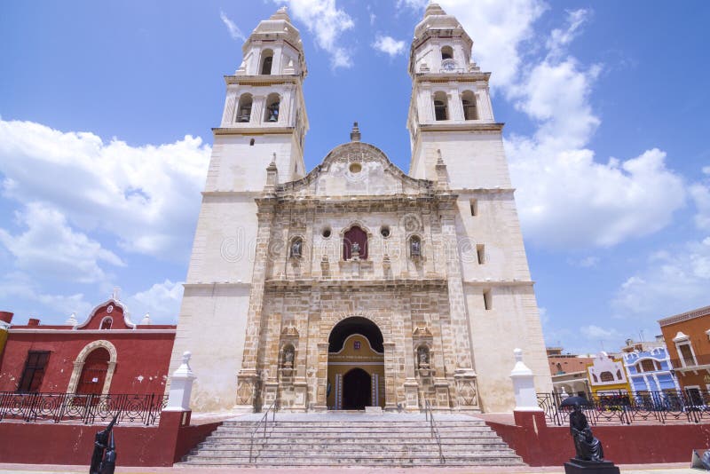 Catedral histórica en Campeche, México fotografía de archivo libre de regalías