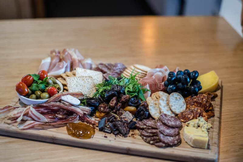 Catering Food on Plates stock photo. Image of salami 83848426