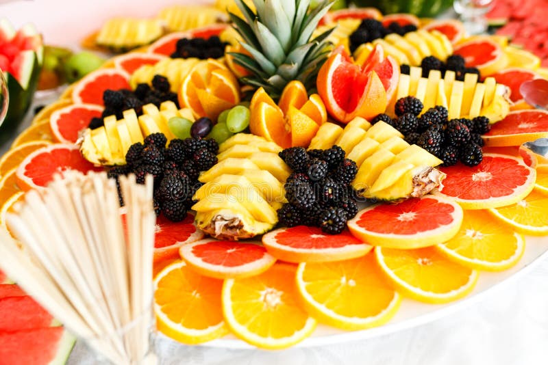 Catering Table with Different Kind of Fruits Stock Photo Image of