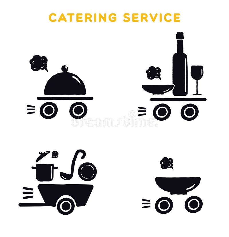 Catering usługa Set czarny logo na białym tle Ilustracja kulinarni naczynia ilustracja wektor Catering usługa Set czarny logo na białym tle Ilustracja kulinarni naczynia ilustracja wektor