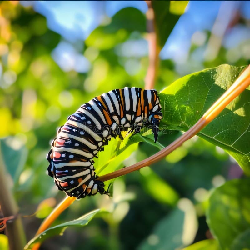 Caterpillar of Common tiger butterfly, Papilio machaon vector illustration