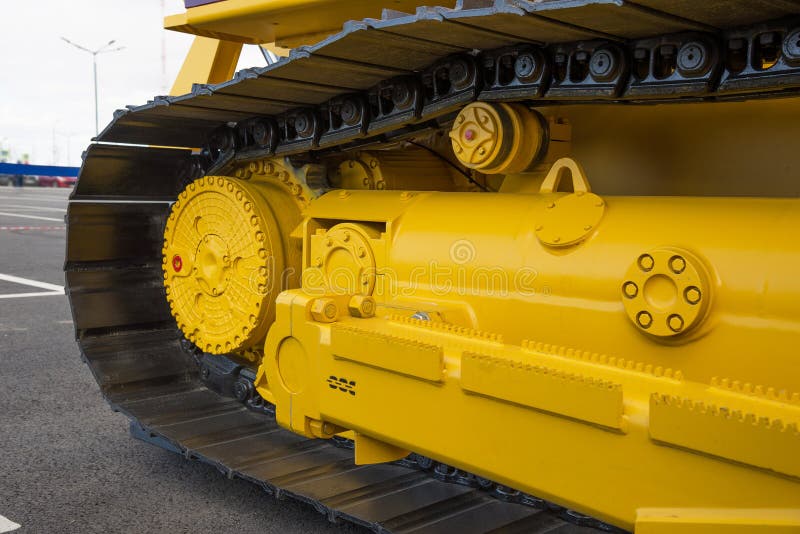 Close up of heavy caterpillar of a large machine. Closeup machine tool stock images, royalty-free photos and pictures