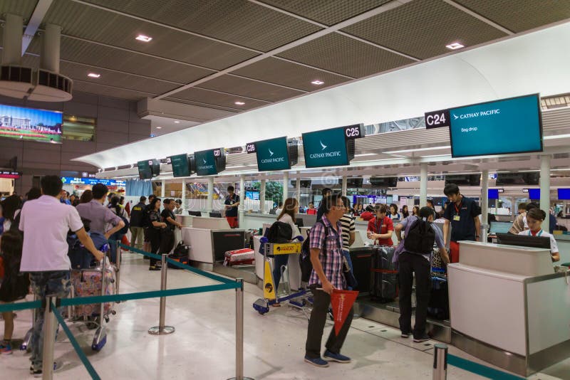 Cathay Pacific check-in counter at Narita International Airport, Tokyo, Japan stock photography Cathay Pacific check-in counter at Narita International Airport, Tokyo, Japan stock photography