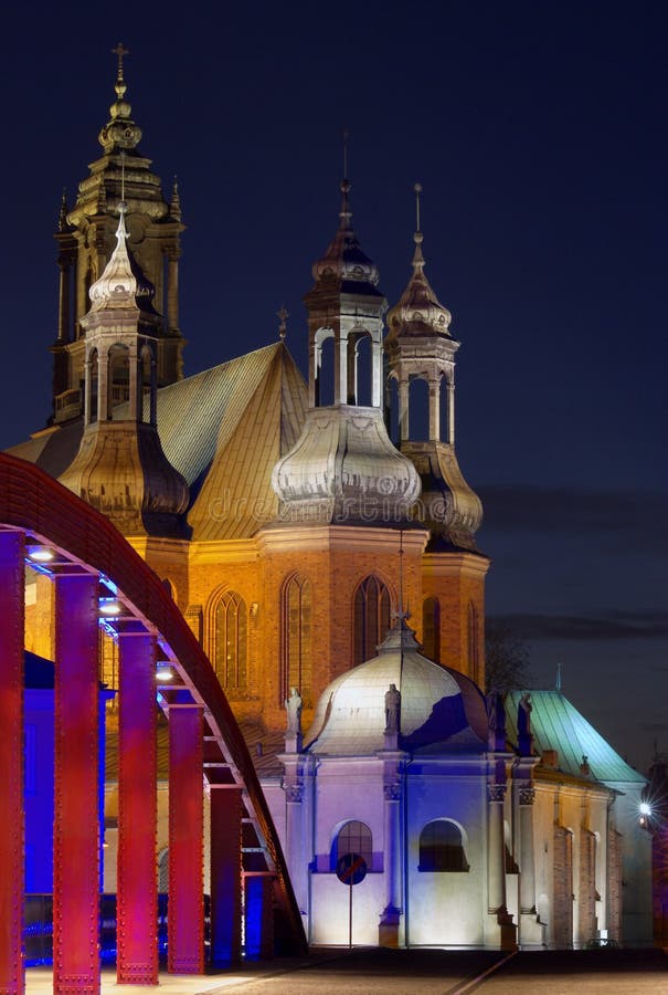 Cathedral in Poznan, Poland and Bishop's Jordan Bridge