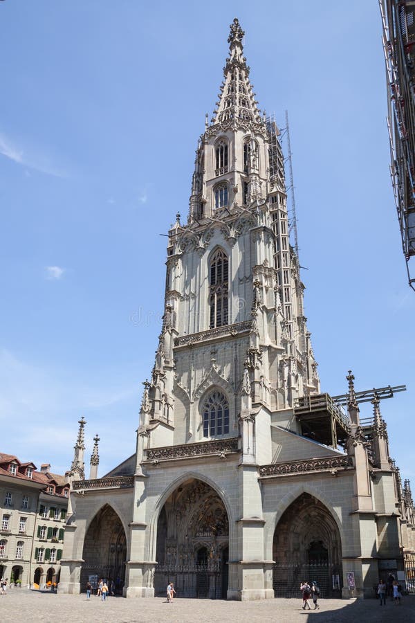 The Cathedral of Bern in the old city built in the Gothic style, it is the tallest cathedral in Switzerland with a height of 100.6 m. The Cathedral of Bern in the old city built in the Gothic style, it is the tallest cathedral in Switzerland with a height of 100.6 m