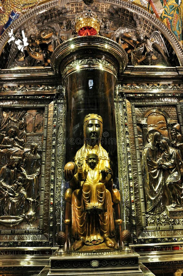 Cathedral Black Madonna. In Spain near Barcelona in the Monastery Montserrat there is a cathedral of Black Madonna who according to legends, hearings and legends stock image Cathedral Black Madonna. In Spain near Barcelona in the Monastery Montserrat there is a cathedral of Black Madonna who according to legends, hearings and legends stock image