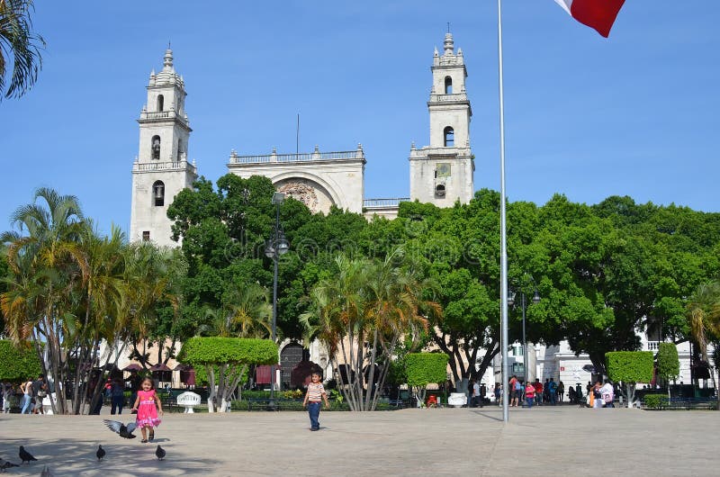 Cathedral and children in park