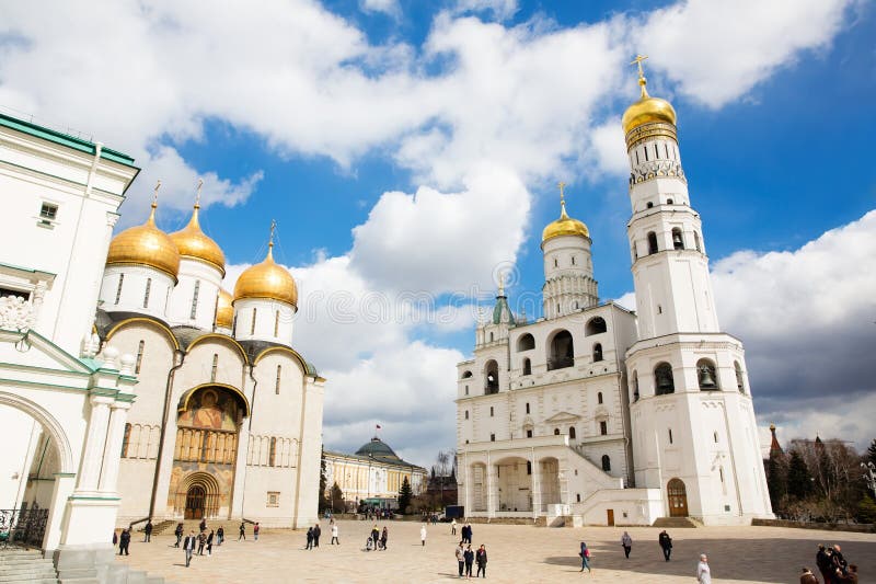 The Cathedral of the Dormition and Ivan the Great Bell Tower in the Moscow Kremlin stock photo The Cathedral of the Dormition and Ivan the Great Bell Tower in the Moscow Kremlin stock photo