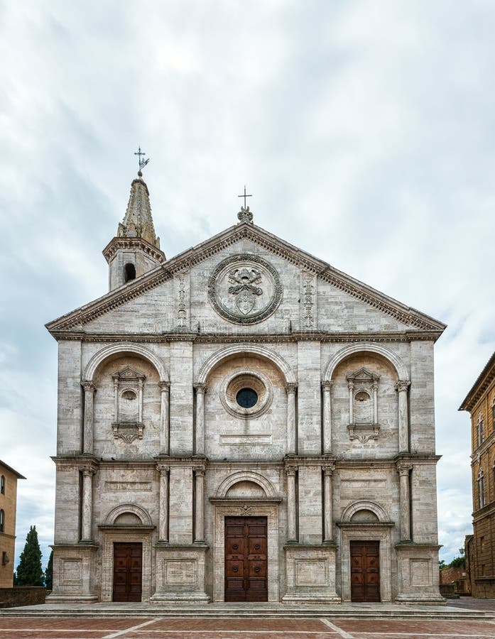 Pienza - Duomo facade. stock photo. Image of town, ideal - 16207150
