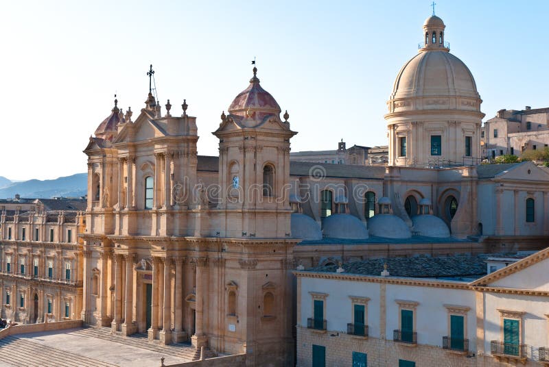 The cathedral of Noto, Siciliy stock image