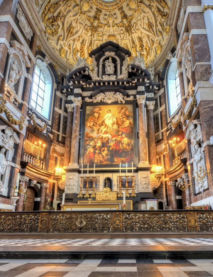 Cathedral of Our Lady Interior, Antwerp, Belgium Stock Photo Image of