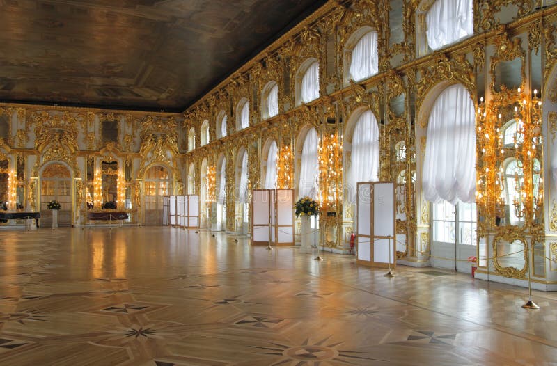 Catherine's Palace hall, Tsarskoe Selo, Russia. stock image