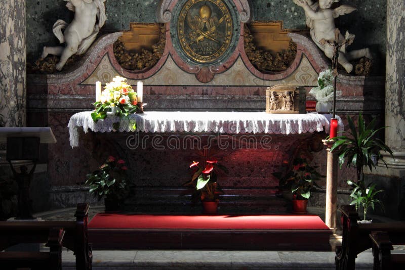 Catholic altar in a church stock image. Image of chapel 14342889