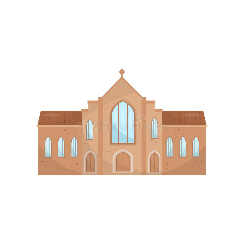 Catholic church building, religious temple vector Illustration on a white background