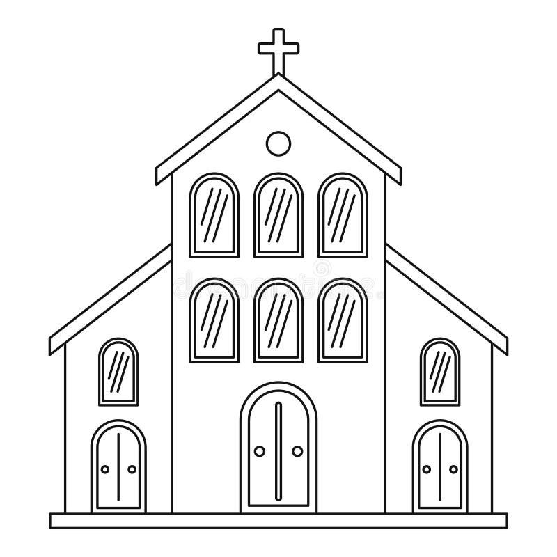 Catholic Church Icon, Outline Style Stock Illustration - Illustration ...