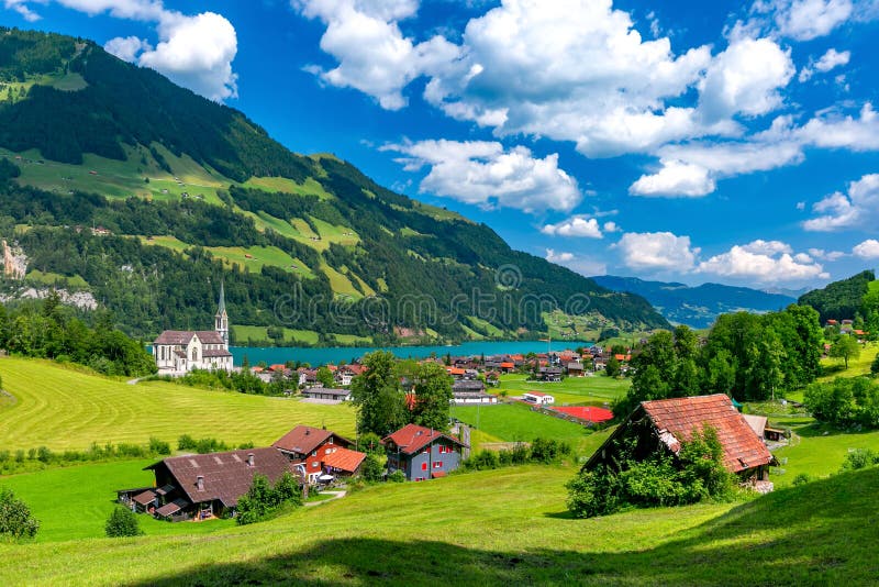 Swiss Village Lungern, Switzerland Stock Photo - Image of alps, famous:  168718564