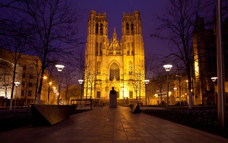 Cathédrale Bruxelles de Miche de saint photos libres de droits Cathédrale Bruxelles de Miche de saint photos libres de droits