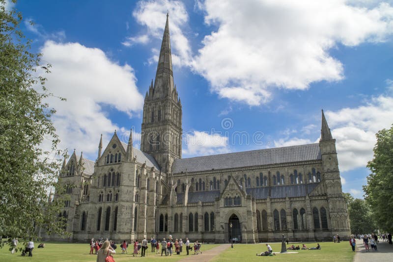 Salisbury Cathedral, formally known as the Cathedral Church of the Blessed Virgin Mary, England. Salisbury Cathedral, formally known as the Cathedral Church of the Blessed Virgin Mary, England.