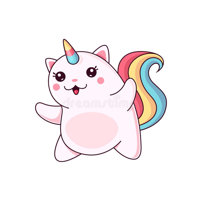 Desenhos Animados Personagem Caticorn Bonito Vector Kawaii Gato