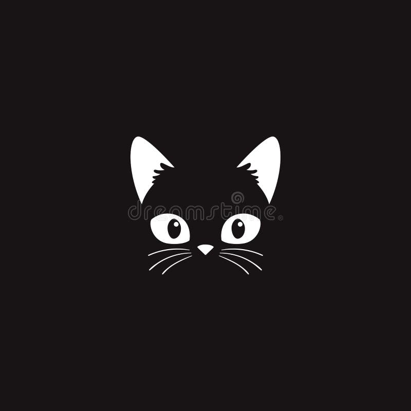 Simple cartoon black cat stock illustration. Illustration of blank -  137595320