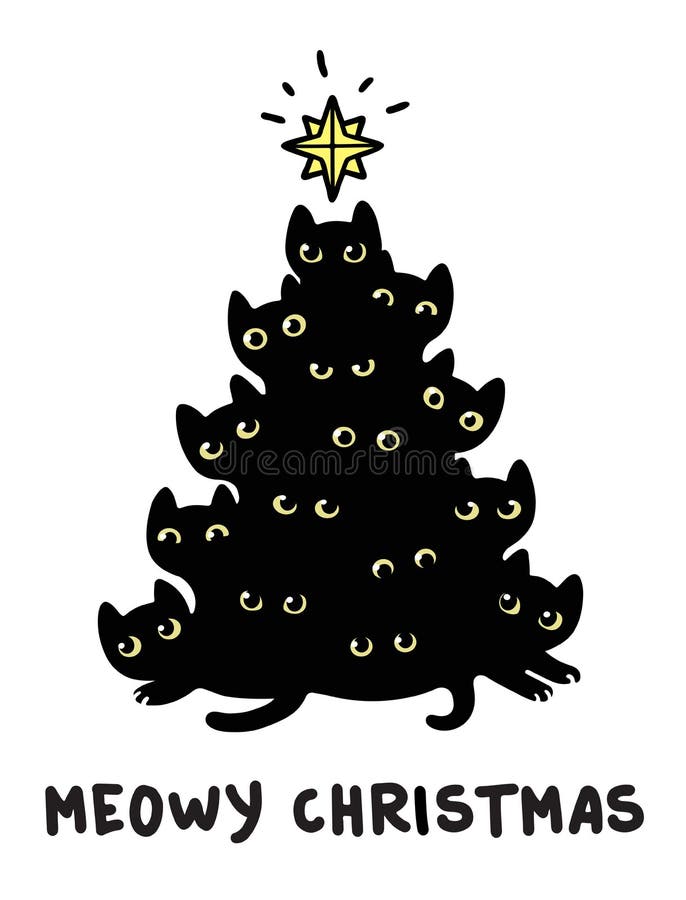 https://thumbs.dreamstime.com/b/cats-christmas-tree-cute-cartoon-black-silhouette-text-meowy-funny-greeting-card-vector-illustration-62933543.jpg