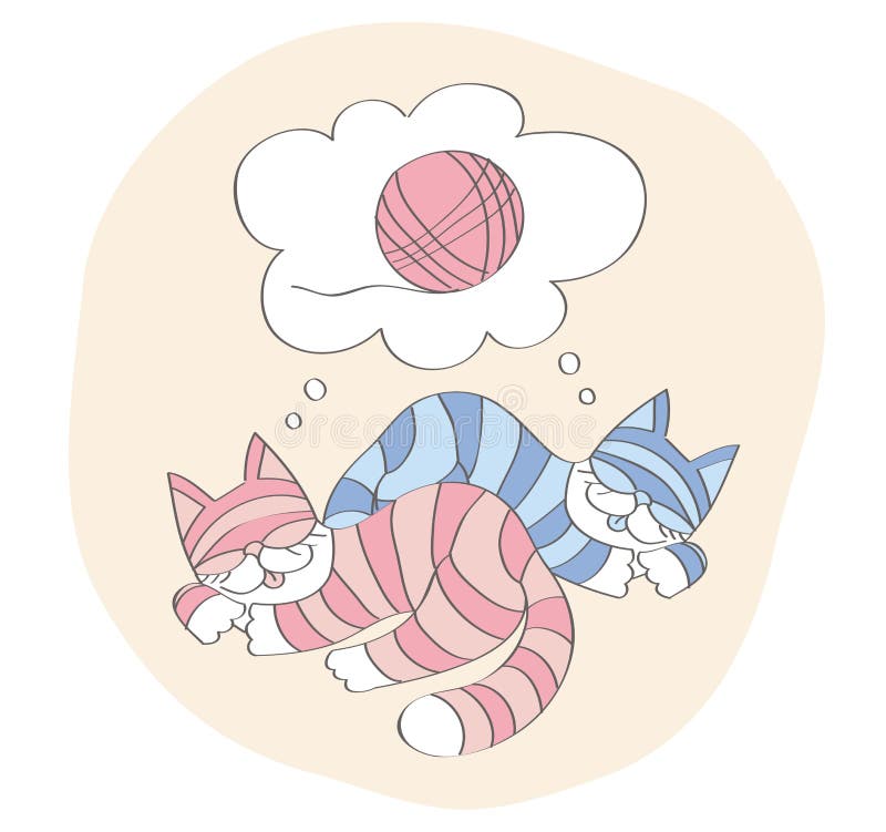 Cats Dream about Game with a Ball Stock Vector Illustration of game, funny 69844321