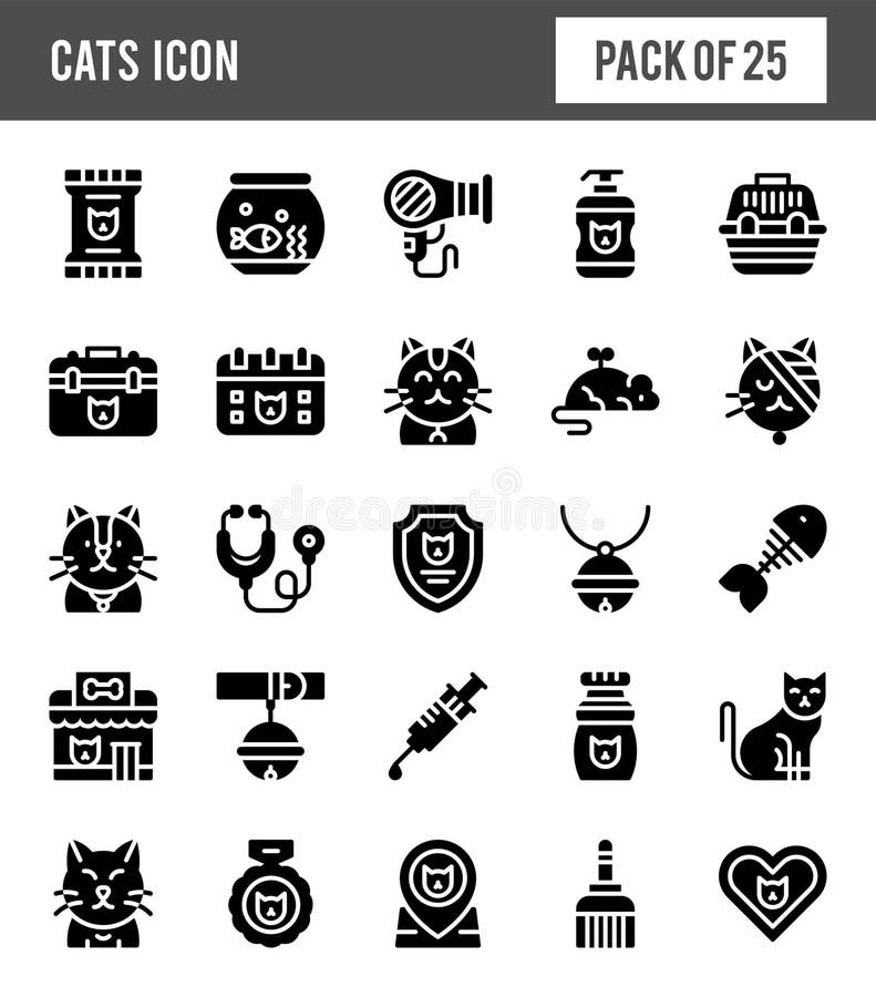 Premium Vector  25 cats lineal fill icons pack vector illustration
