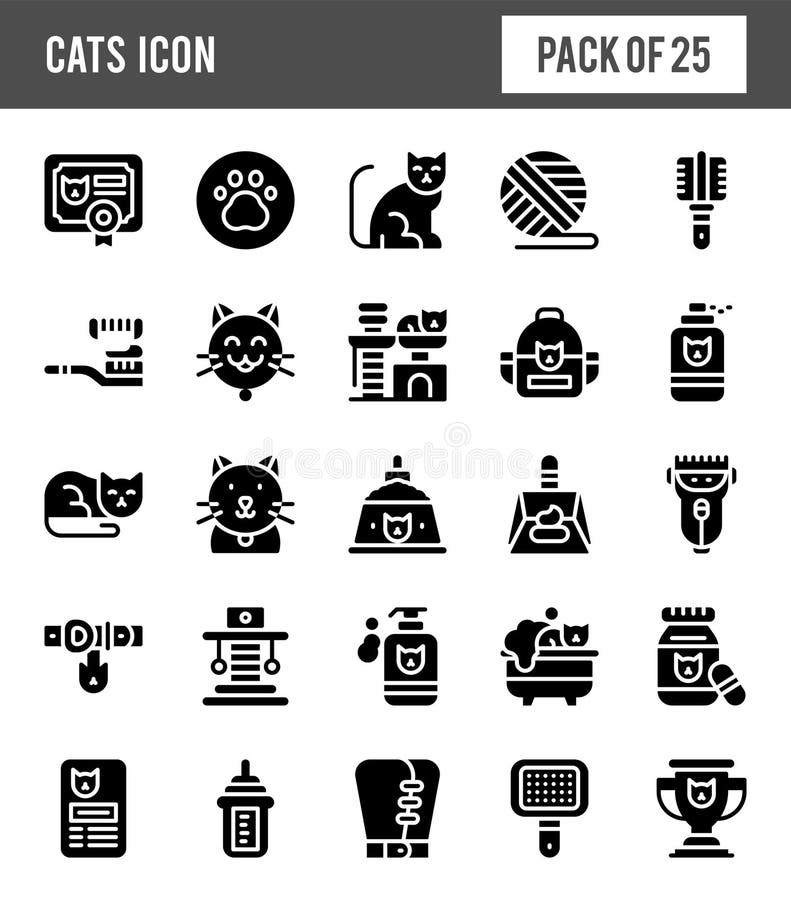 25 cats flat icon pack Royalty Free Vector Image